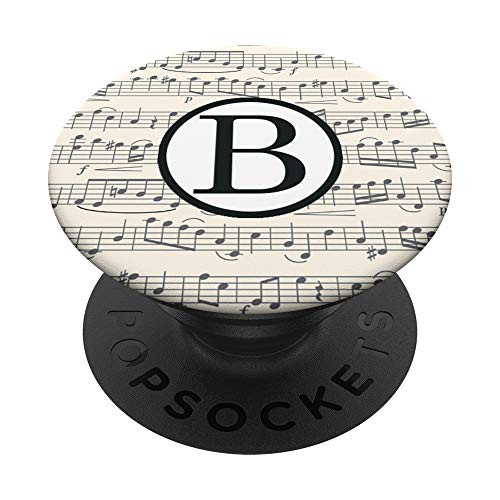 Music Monogram B Musical Note Letter B Initial PopSockets Grip and Stand for Phones and Tablets