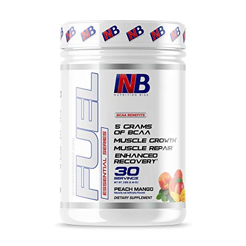 NutritionBizz BCAA Powder 5 Grams of BCAAs Amino Acids Post Workout Recovery Drink for Muscle Building Recovery and Endurance 30 Servings Peach Mango