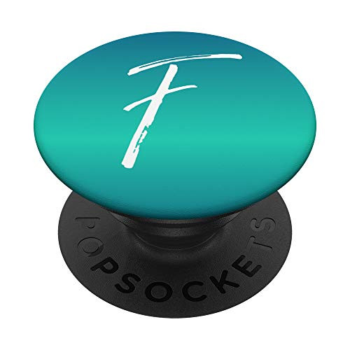 Letter F Blue Gradient Phone Case Calligraphy Blue Initial F PopSockets Grip and Stand for Phones and Tablets