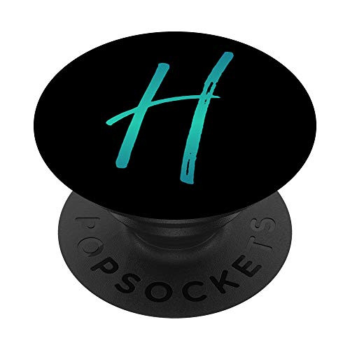 Initial H Phone Case Vintage Colorful Blue Ombre Letter H PopSockets PopGrip Swappable Grip for Phones   Tablets