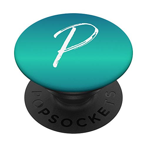 Letter P Blue Gradient Phone Case Calligraphy Blue Initial P PopSockets Grip and Stand for Phones and Tablets