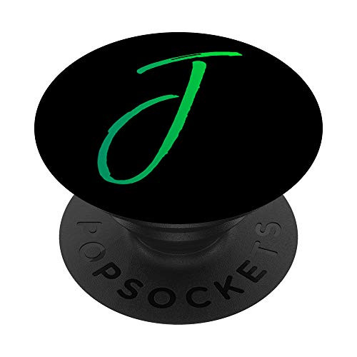 Green Letter J Phone Case Green Gradient Ombre Initial J PopSockets Grip and Stand for Phones and Tablets