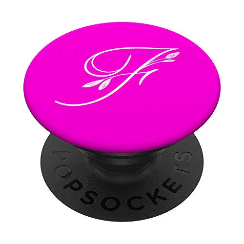 Letter F Flower Hot Pink Phone Case Pink Floral Initial F PopSockets Grip and Stand for Phones and Tablets