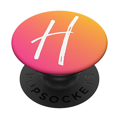 Initial H Phone Case Ombre Pink to Orange Sunrise Letter H PopSockets Grip and Stand for Phones and Tablets