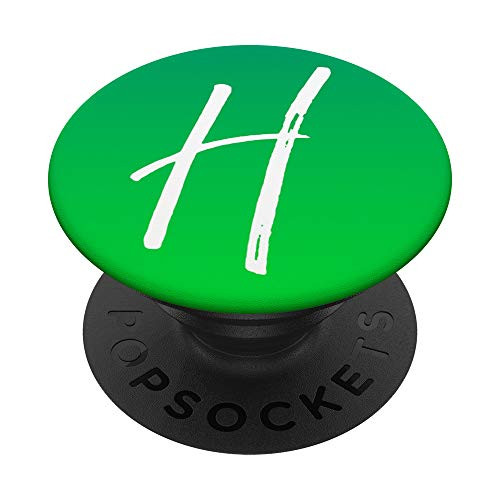 Bright Green Letter H Phone Case Cute Green Ombre Letter H PopSockets Grip and Stand for Phones and Tablets