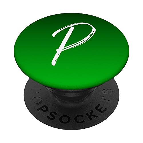 Initial P Black to Green Gradient Phone Case Green Letter P PopSockets Grip and Stand for Phones and Tablets