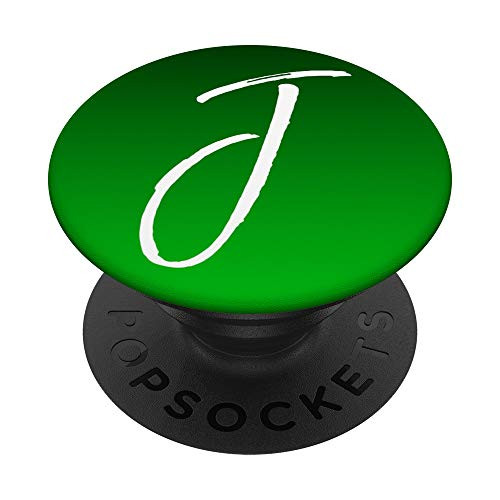 Initial J Black to Green Gradient Phone Case Green Letter J PopSockets Grip and Stand for Phones and Tablets