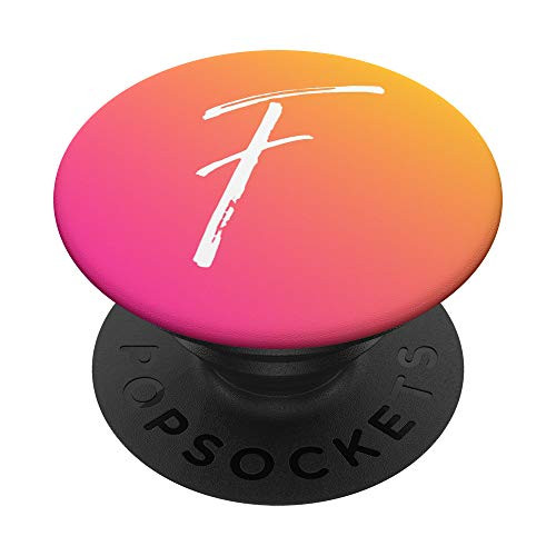 Initial F Phone Case Ombre Pink to Orange Sunrise Letter F PopSockets Grip and Stand for Phones and Tablets