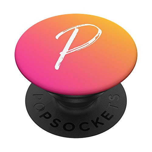 Initial P Phone Case Ombre Pink to Orange Sunrise Letter P PopSockets Grip and Stand for Phones and Tablets