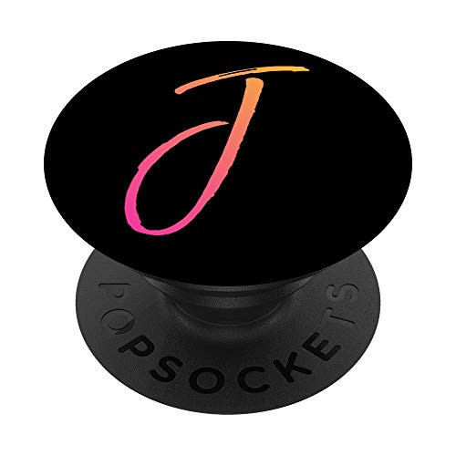 Initial J Phone Case Bright Colorful Sunrise Pink Letter J PopSockets PopGrip Swappable Grip for Phones   Tablets
