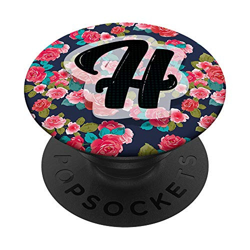 Letter H - Monogram Name Initials with Roses PopSockets Grip and Stand for Phones and Tablets
