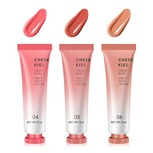 ?3 Pack? Erinde Cheek Kiss Liquid Blush Makeup Lightweight Breathable Feel Sheer Flush Of Color Natural-Looking Dewy Finish Liquid Blusher Cheek Color_Set B 456