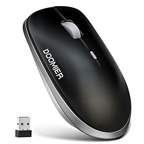 Wireless Mouse DOOMIER 2_4G USB Ergonomic Computer Mouse Optical Cordless Mouse with Nano Receiver 3 Adjustable DPI Levels for Laptop Desktop PC Chromebook Computer Notebook MacBook Black