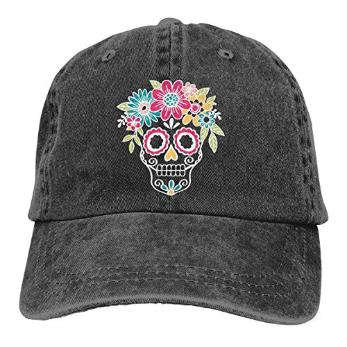 ETHAICO Baseball Cap for Men  WomenSugar Skull - BlackConcise Style and Cotton Adjustable Back Cowboy Hat