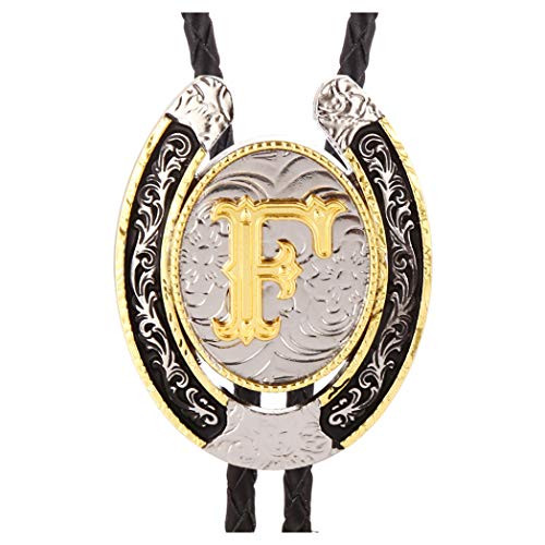 Bolo Tie for Men- Golden Initial Letter ABCDMJR to Z Western Cowboy Bolo Tie for Women F
