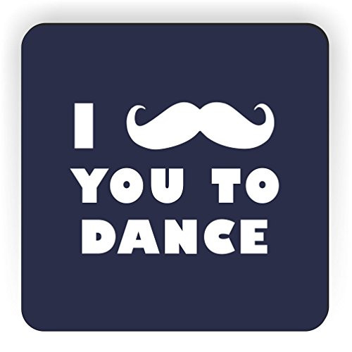 Rikki Knight I Mustache You to Dance Design Square Fridge Magnet, Blue