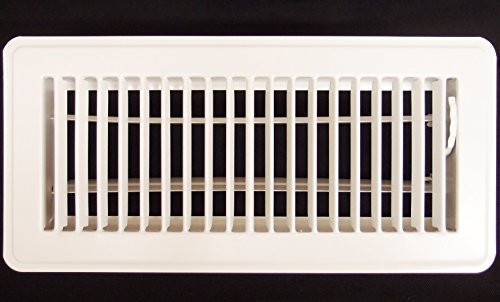 2 X 12 Floor Register with Louvered Design - Heavy Duty Rigid Floor Air Supply with Damper   Lever - White