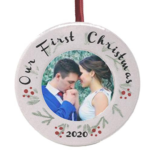 BANBERRY DESIGNS Our First Christmas Frame Photo Ornament 2020 - Ceramic Picture Ornament That Reads Our First Christmas 2020 - 1st Christmas Together Keepsakes - Annual Year Dated Couples Ornaments BANBERRY DESIGNS Our First Christmas Frame Photo Ornament 2020 - Ceramic Picture Ornament That Reads Our First Christmas 2020 - 1st Christmas Together Keepsakes - Annual Year Dated Couples Ornaments