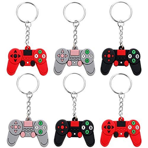 24 Pieces Video Game Controller Keychains in 3 Colors Video Game Party Controller Handle Key Ring Game Controller Keychain for Video Game Party Favors Birthday Baby Shower