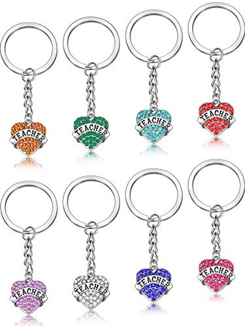 8 Pieces Crystal Heart Pendant Teacher Keychain Set Thank You Appreciation Gifts for Teacher Charm Keychain Set for Graduation Birthday Thanksgiving Day 8 Pieces Crystal Heart Pendant Teacher Keychain Set Thank You Appreciation Gifts for Teacher Charm Keychain Set for Graduation Birthday Thanksgiving Day