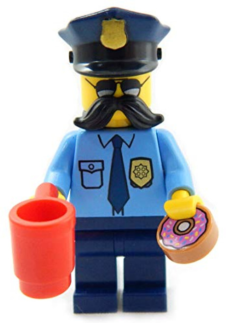 Booster Bricks Lego Cop with Donut and Coffee Minifigure - Police Policeman Officer minifig Mustache Booster Bricks Lego Cop with Donut and Coffee Minifigure - Police Policeman Officer minifig Mustache