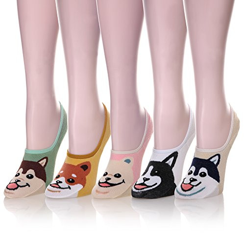 Color City Womens Novelty Cute Funny Ankle Socks - Cartoon Animal No Show Low Cut Socks 5 Pairs Puppy Dogs b Color City Womens Novelty Cute Funny Ankle Socks - Cartoon Animal No Show Low Cut Socks 5 Pairs Puppy Dogs b