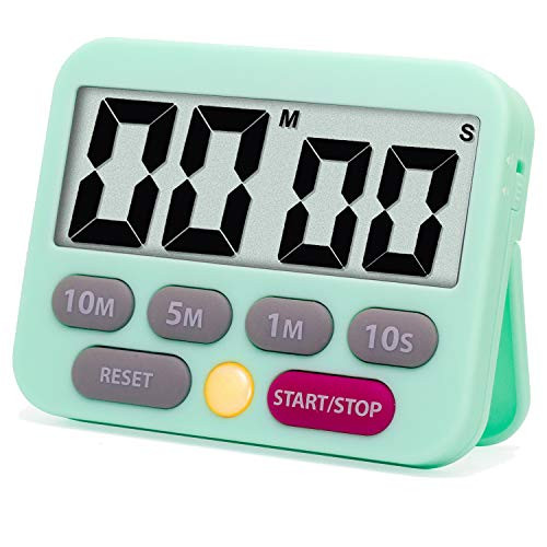 Quickloong Kitchen Countdown Timer Digital Cooking Timer Loud and Mute Optional Magnet LCD Display Count Up and Down Timer for Kids Adults Green