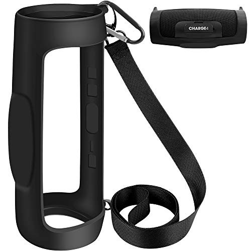 Protective Silicone Case Cover for JBL Charge 4 Waterproof Portable Bluetooth Speaker with Shoulder Strap and Carabiner