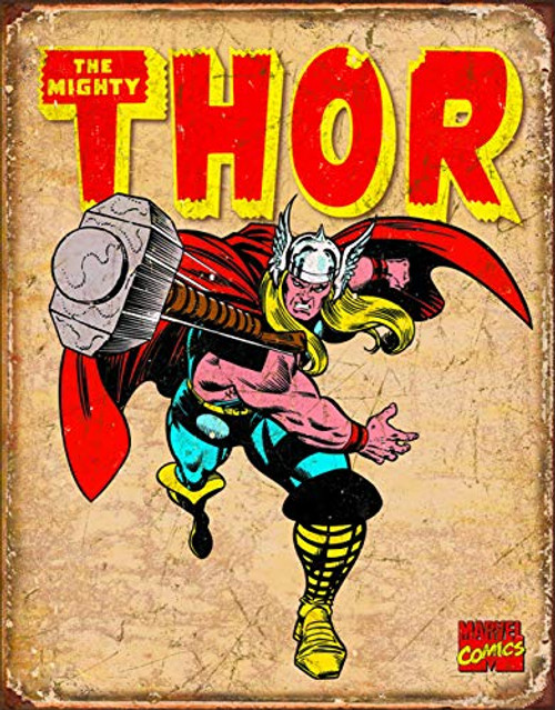 Desperate Enterprises Marvel Comics Thor Retro Tin Sign 12_5 W x 16 H Desperate Enterprises Marvel Comics Thor Retro Tin Sign 12_5 W x 16 H