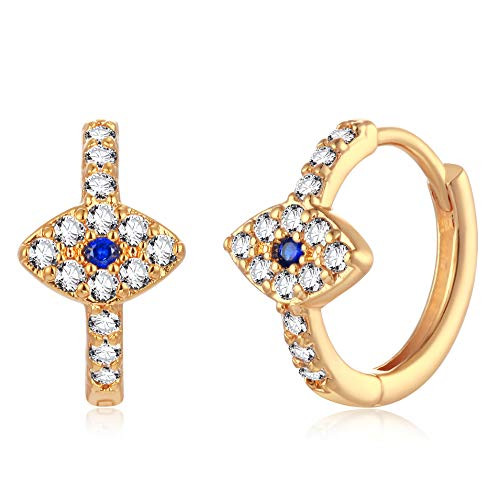 VACRONA Evil Eye Huggie Hoop Earrings 18k Gold Plated Small Evil Eye Earring White Blue CZ Evil Eye Dainty Huggy Earrings for Women Ear Cuff Gift for Her VACRONA Evil Eye Huggie Hoop Earrings 18k Gold Plated Small Evil Eye Earring White Blue CZ Evil Eye Dainty Huggy Earrings for Women Ear Cuff Gift for Her