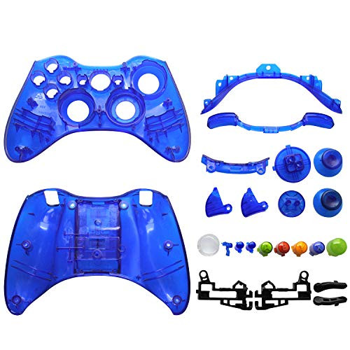 OSTENT Replacement Case Shell   Buttons Kit Compatible for Microsoft Xbox 360 Wireless Controller - Color Blue