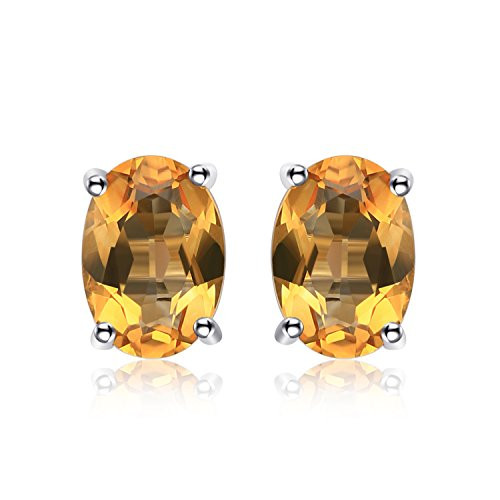 JewelryPalace Birthstone Gemstones 2ct Natural Citrine Stud Earrings For Women 925 Sterling Silver Stud Earrings For Girls Oval Cut JewelryPalace Birthstone Gemstones 2ct Natural Citrine Stud Earrings For Women 925 Sterling Silver Stud Earrings For Girls Oval Cut