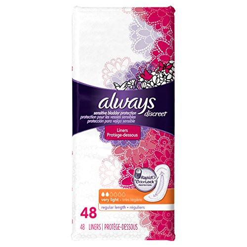 Always Discreet Incontinence Liners Very Light Regular Length 48 Count Always Discreet Incontinence Liners Very Light Regular Length 48 Count
