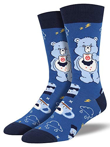 Socksmith Mens More Coffee Less Grumpy Care Bears Novelty Socks Blue