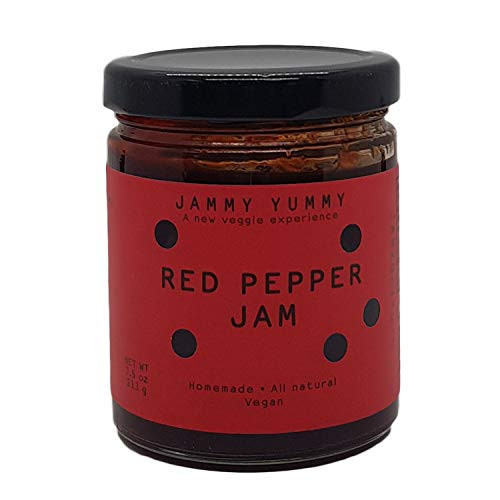 Sweet Red Pepper jam 7_5oz - All Natural Jam - JAMMY YUMMY- No Pectin added - Made with Cane Sugar