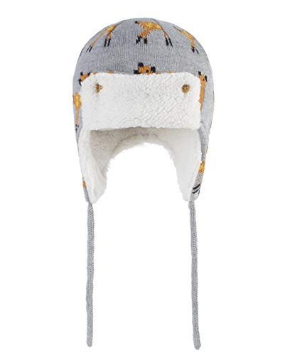 LLmoway Infant Toddler Boys Girls Winter Hat Sherpa Earflaps Hat Knitted Trapper Hat Warm Cap Grey