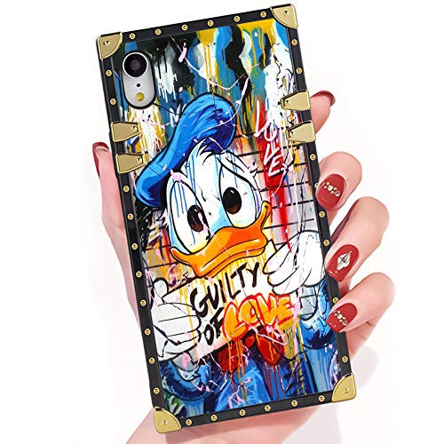 DISNEY COLLECTION iPhone XR Case Donald Duck Square Phone Case Cover Soft TPU 360 Degree Luxury Shockproof Protective Case Compatible for iPhone XR 6_1 Inch