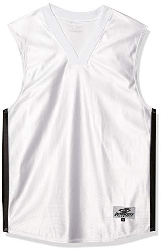 Intensity Mens Dazzle V-Neck Side Panel Basketball Jersey WhiteBlack X-Large