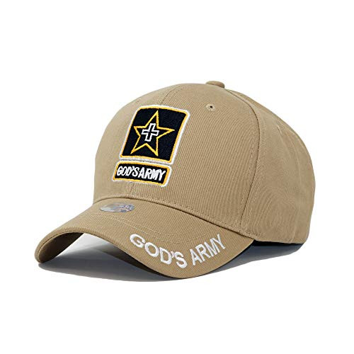 Ahava Supply Co_ Gods Army Embroidery Hat Adjustable Holy Christian Baseball Cap Beige