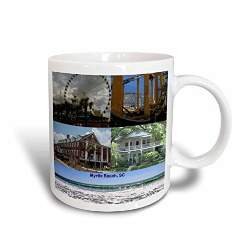 3dRose Myrtle Beach Buildings Beach and Rides Collage Ceramic Mug 11-Ounce
