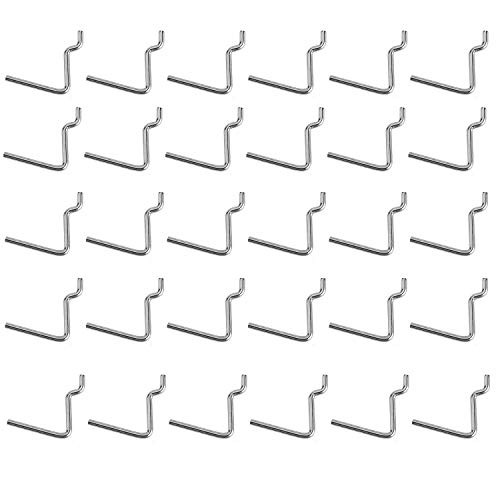 Olen Pegboard Hooks Assortment Metal Pegboard Curved J Hooks Peg Board Accessories for Tools 30pcs Pegboard hooks Style 2