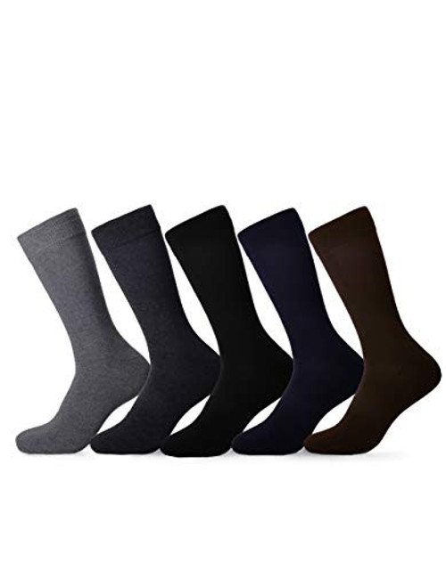 Dress Socks for Men- 5 Pack Mens Argyle Black or Solid Premium Cotton- Mid Calf 10-13 Solids Dress Socks for Men- 5 Pack Mens Argyle Black or Solid Premium Cotton- Mid Calf 10-13 Solids