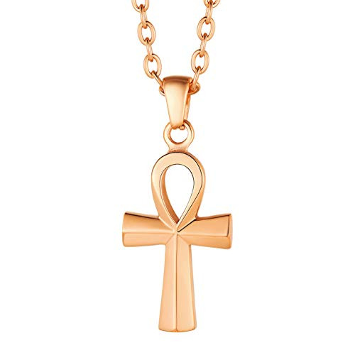Ankh Cross Necklace African Egyptian Minimalist Jewelry Mythology Vintage Key to Life Egypt Ankh Charm Women Rose Gold Plated Small Cross Pendant Ankh Cross Necklace African Egyptian Minimalist Jewelry Mythology Vintage Key to Life Egypt Ankh Charm Women Rose Gold Plated Small Cross Pendant