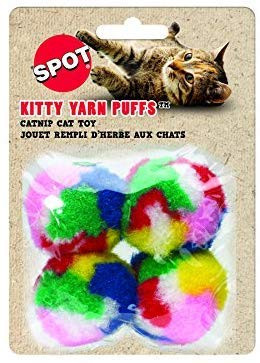 Ethical SPOT Kitty Yarn Puffs Colorful Woolen Yarn Cat Toy Contains Catnip 1_5 Pack of 4 Pet
