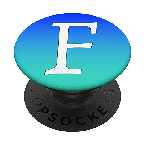 Silver White Letter F Initial Phone grip Turquoise Teal Blue PopSockets PopGrip Swappable Grip for Phones   Tablets