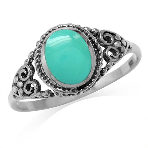 Silvershake Created Green Turquoise Inlay 925 Sterling Silver Filigree Victorian Style Ring Size 8 Silvershake Created Green Turquoise Inlay 925 Sterling Silver Filigree Victorian Style Ring Size 8