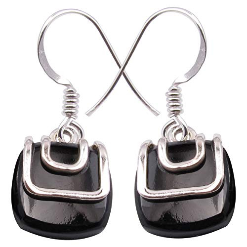 SilverStarJewel 925 Sterling Silver Original Black Onyx Earrings 1_1 3_6 Grams SilverStarJewel 925 Sterling Silver Original Black Onyx Earrings 1_1 3_6 Grams