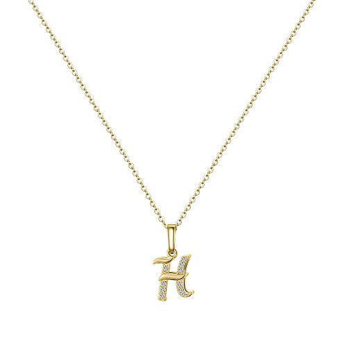 Cubic Zirconia Letter Pendant Necklace 
