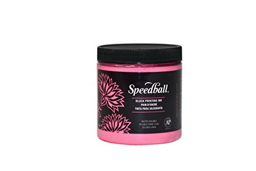 Speedball Water-Soluble Block Printing Ink 8-Ounce Fluorescent Hot Pink