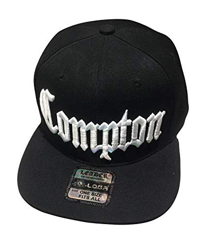 Compton Flat Bill Snapback Adjustable Baseball Cap Hat Black